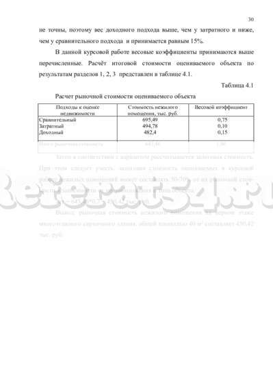 Курсовая работа: Оценка стоимости нежилого помещения тремя подходами